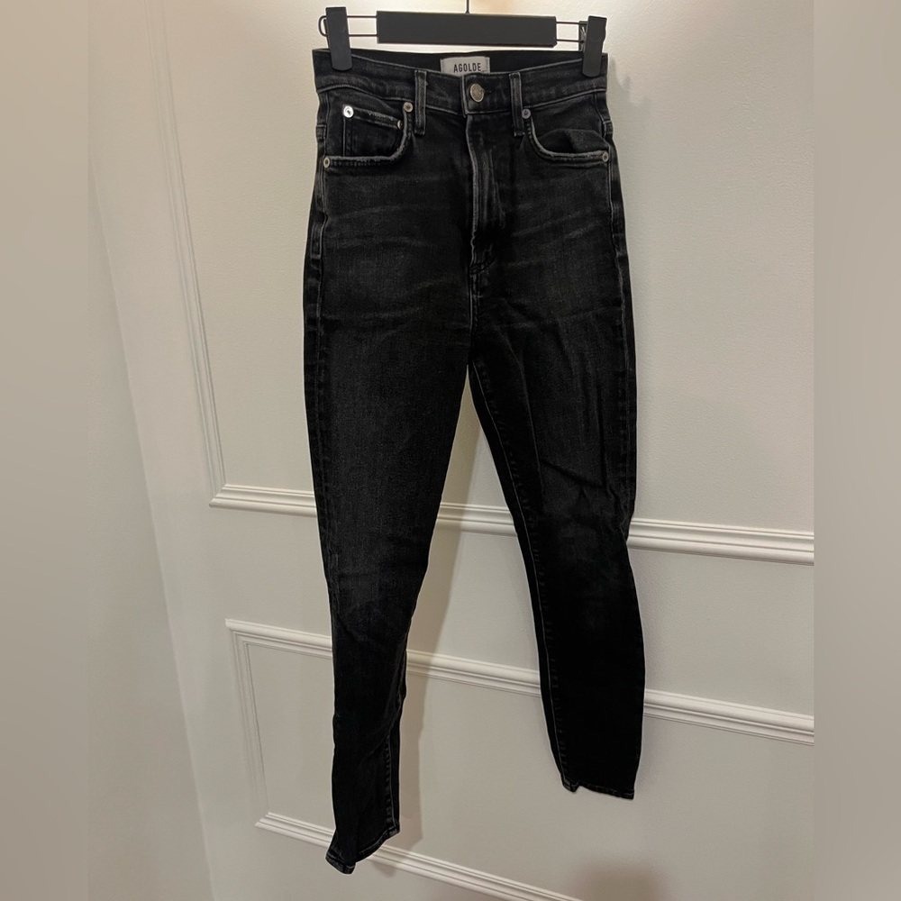 AGOLDE High Rise Black Skinny Jeans